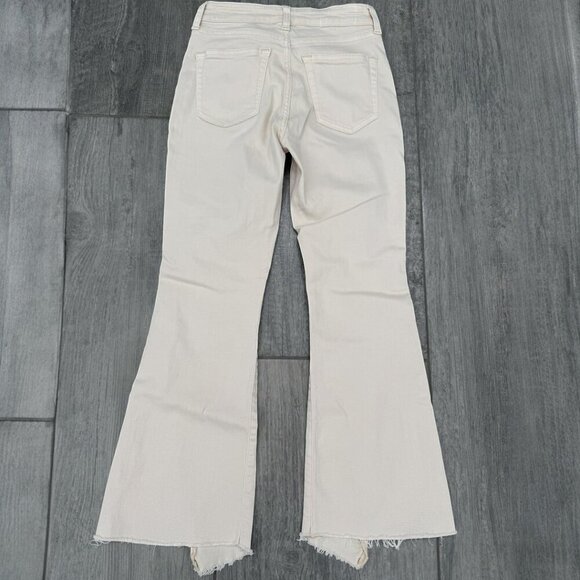 IRO Micki Cropped Flare Jean with Chewed Hem in Off White Size 25 - Picture 2 of 6
